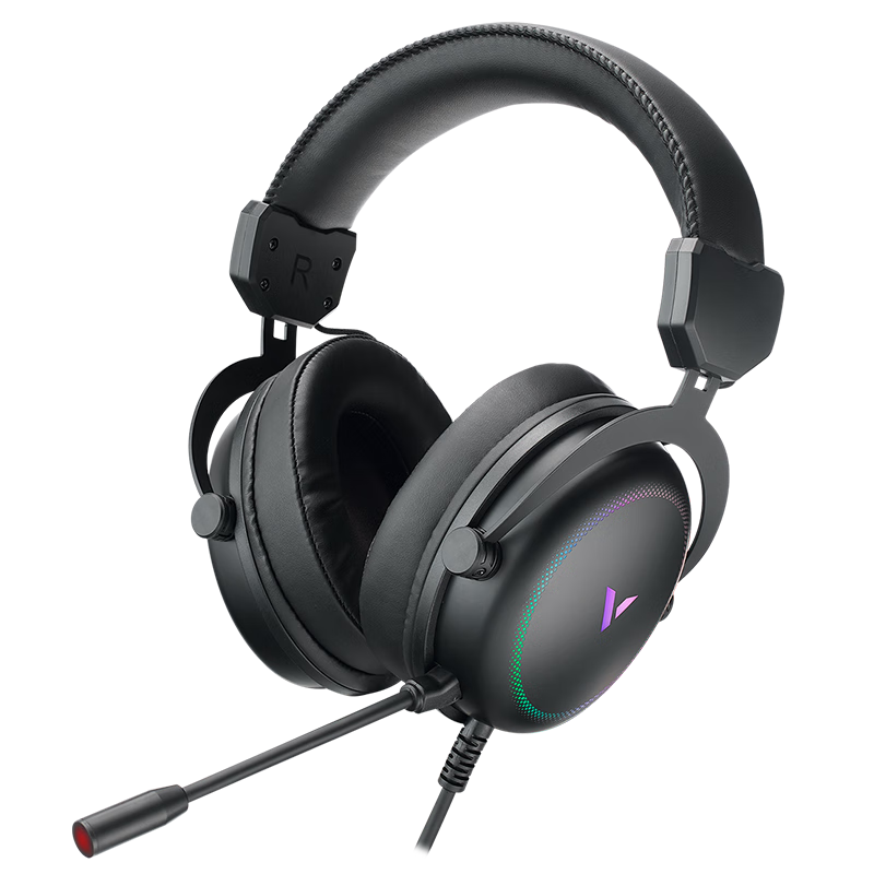 Rapoo VH300S Wired Over-Ear Gaming Headset with Virtual 7.1 Surround Sound for PUBG, Triangulum Action, Valorant Positional Audio, Black
