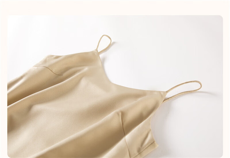 Dme [Nijin Suiyue] Summer Shiny Satin Elegant V-Neck Slimming X-Shaped Spaghetti Strap Dress, Mid-Length for Wome 4