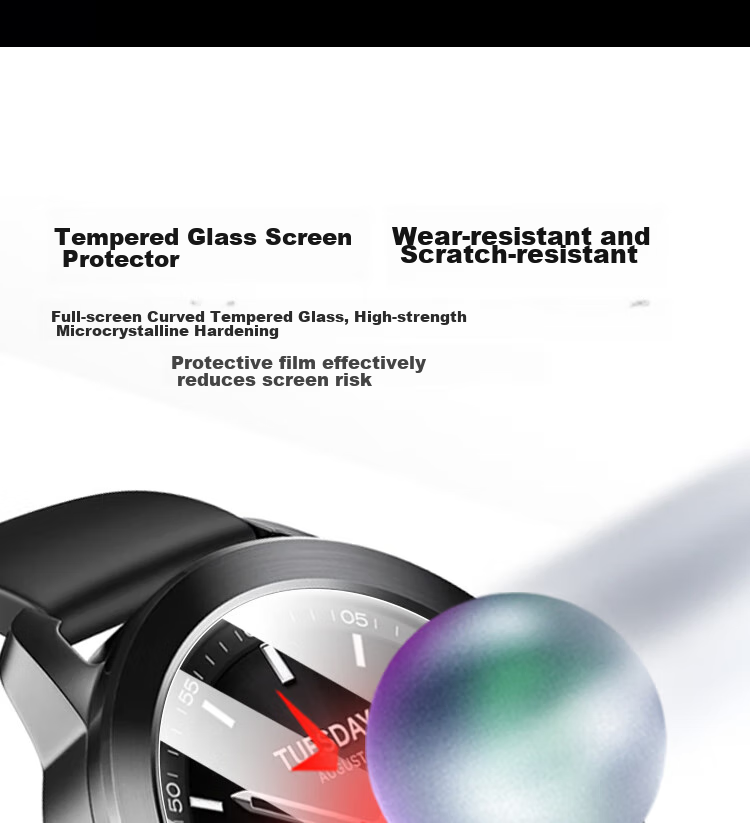 ESCASE [Three-Piece Deluxe Set] Xiaomi Watch S4 Protective Film, Watch S3 Tempered Glass Screen Protector, Full Coverage, HD Clear, Shatterproof, Fingerprint-Resistant Protective Film for 46mm Watch Face 9