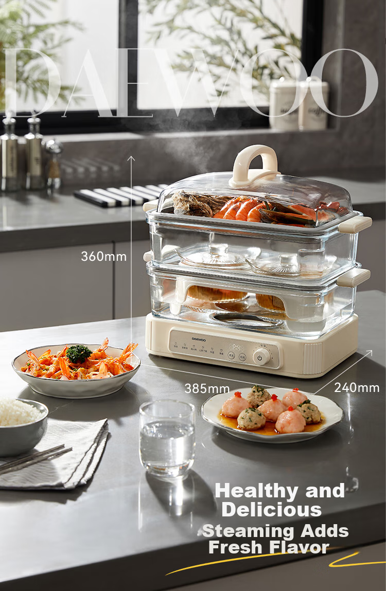 DAEWOO [Selected by Procurement And Sales] Multifunctional Electric Steamer Pot for Stewing And Steaming All-In Food-Grade Glass Transparent No Plastic Household Multi-Layer Steam Pot Stainless Steel Plate S22 21