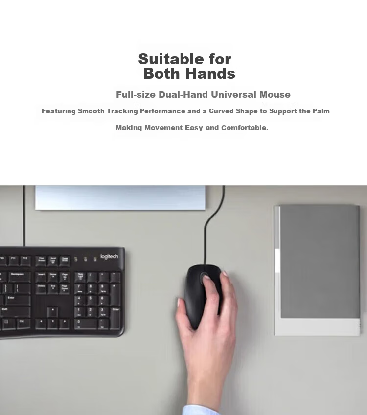 Logitech MK121P (Same As MK120 Appearance), Wired Keyboard And Mouse Combo, 108-Key Full-Size Keyboard And Mouse Set, for Business Office Computer, Black 2
