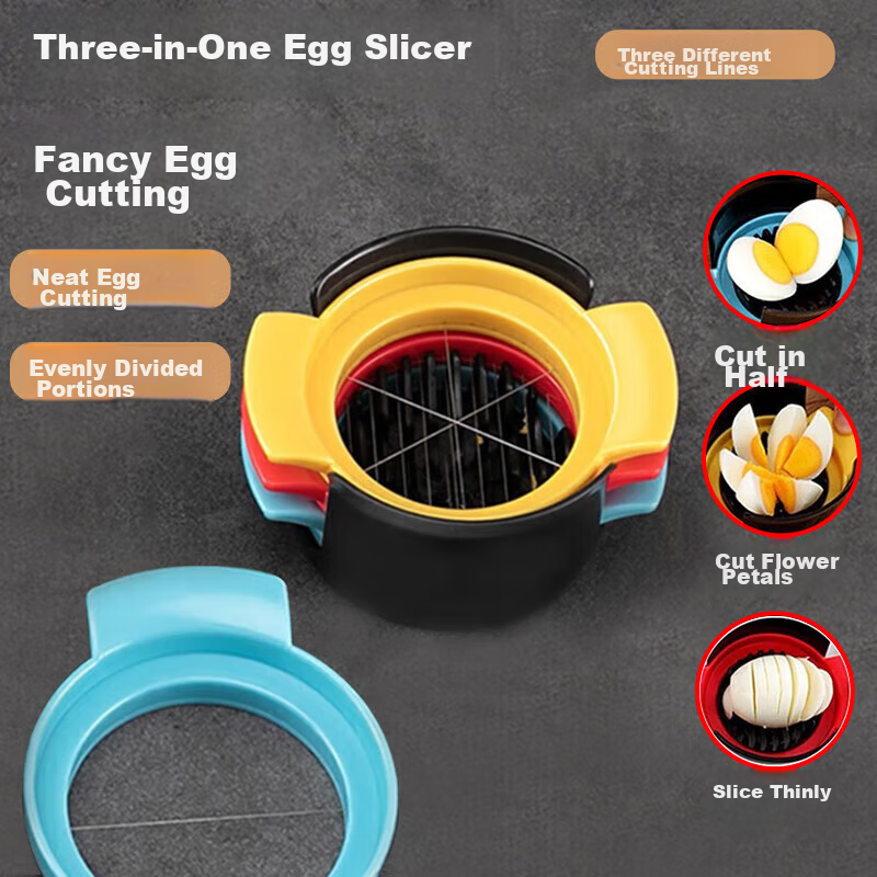 BJ Egg Cutter Three-In Multifunctional Egg Slicer, Peeling Tool, Separator, And Egg Cutting Device