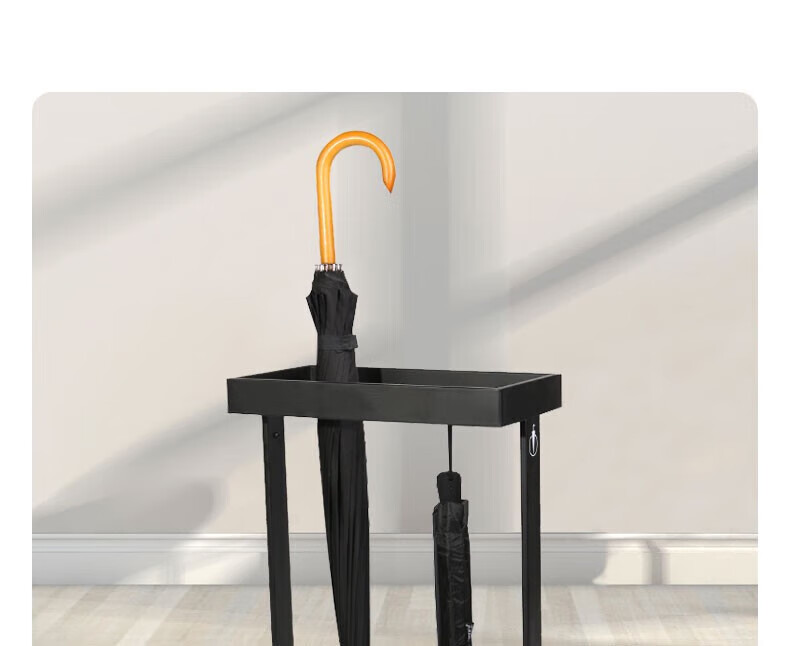 Oumai Long-Handle Curved Handle Umbrella, Windproof And Rainproof, 16 Ribs Reinforced And Sturdy, Wind-Resistant, for Reception Areas And Property Management Lobbies, Curved Handle in Black, 6 Pieces 8