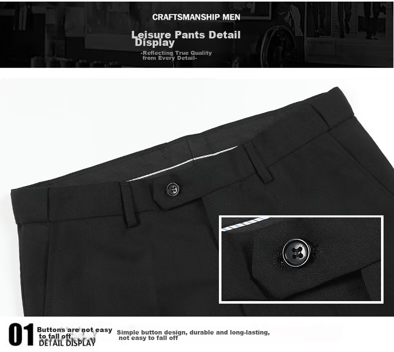 ROMON Wrinkle-Resistant Non-Iron Dress Pants for Men, High-Waisted Loose Casual Business Suit Trousers Straight-Leg Dad Pants 23