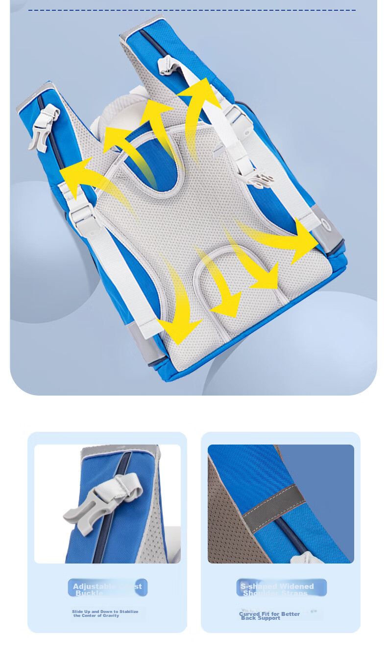 LEXON Schoolbag for Primary School Girls, Spine Protection Children's Backpack for Grades 1-3 Boys, Lightweight Reflective Double Shoulder Bag with Reduced Load 3