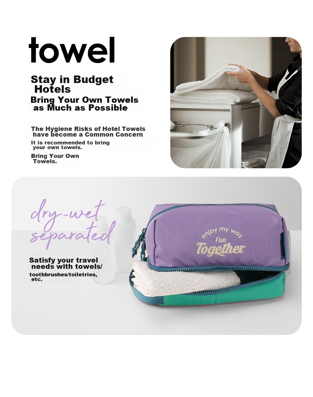 M Square Travel Toiletry Bag, Makeup Bag, Large Capacity Portable High-End Wet And Dry Separation Gym Swimming Storage Bag 2