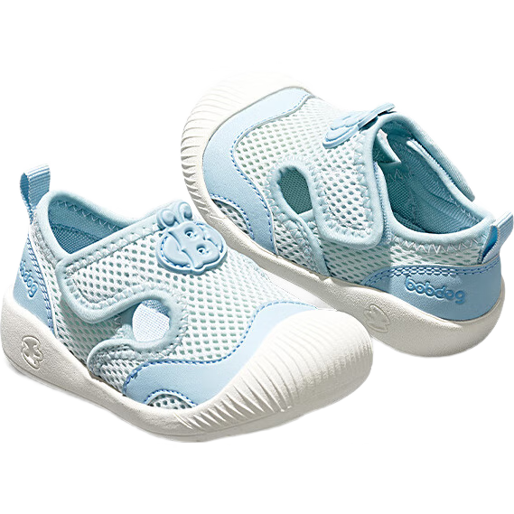 BOBDOG Children's Shoes, Baby Walking Sandals, Hollow Breathable Mesh, Soft Sole, Non-Slip, Boys And Girls Sneakers, Water Ice Blue, Size 19