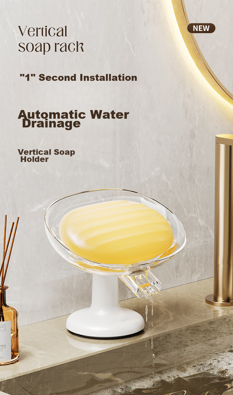 Taili Suction Cup Soap Dish with Drainage, No Drilling Required, Bathroom TPE Material Strong Adhesion Storage Holder 1