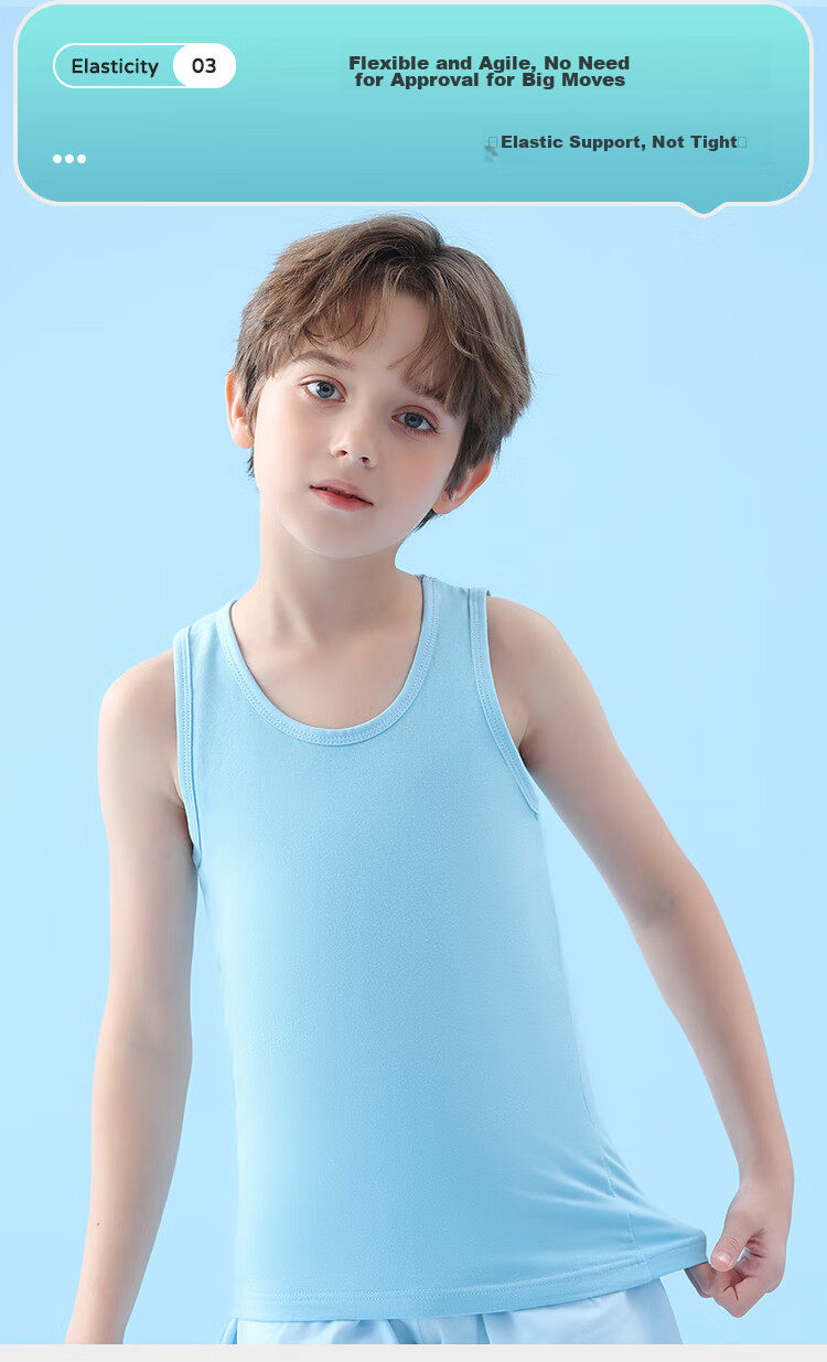 LangSha Children's Tank Top, Boys' Summer Thin Cotton Plain Color Baby T-Shirt, Student Undershirt Vest, White, Size 170 7