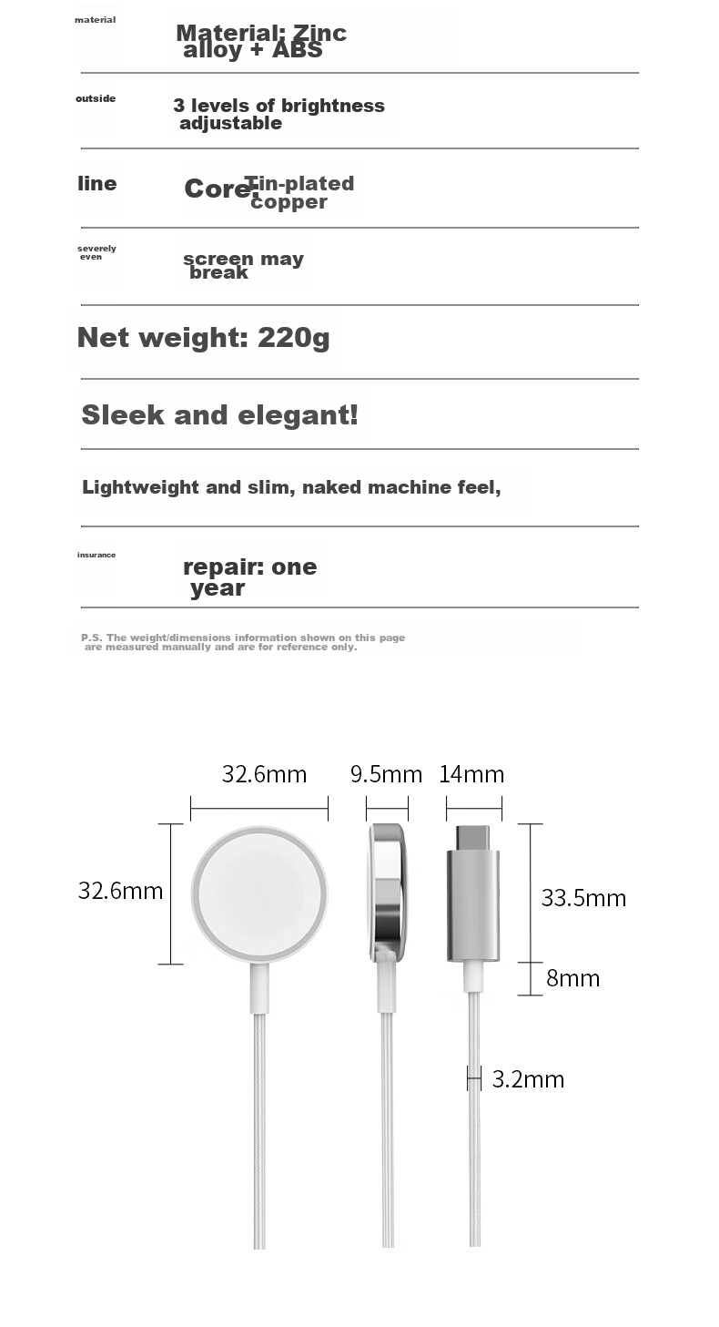 GDGO [Apple MFW Certified] Apple Watch Charger S12/11/10/9/Ultra3 Fast Charging Braided Cable Compatible with Apple Watch Wireless Charging, Includes Base Statio 16