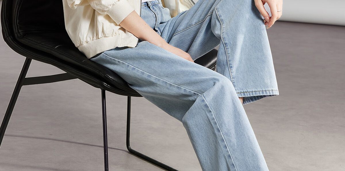 PinCai Women's Solid Color High Waist Loose Casual Wide Leg Jeans Straight Leg Fashion All-Match Trousers P13KN1438 27