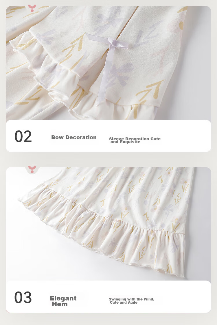 YEEHOO [Pure Cotton] Girls' Fairy Tale Style Nightgown, Home Wear, Children's Sleepwear 7