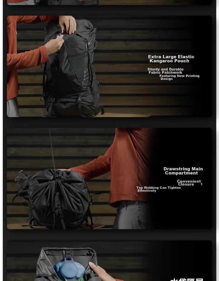 GREGORY Stout Jinshi Outdoor Professional Hiking Mountaineering Backpack Men Heavy Load 2024 New 35L Forest Black 9