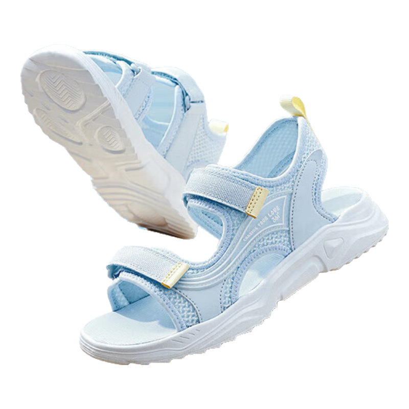 361° Children's Shoes, Girls' Sandals, Size 25, Summer, for Older Children, Breathable, Soft And Elastic, Wear-Resistant, Kids' Beach Sandals, Blue, Size 34