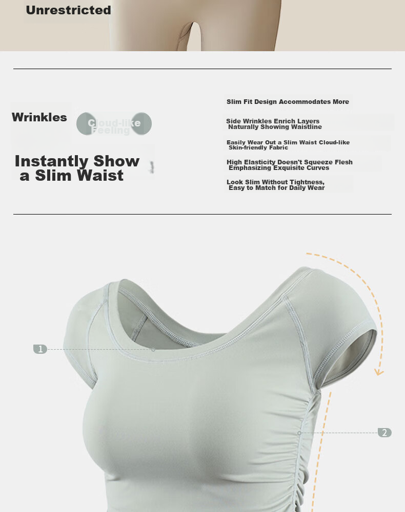 XUEXIMAN Yoga Wear for Women, Summer Lightweight Short-Sleeve Top, Professional Pilates And Running Fitness Sports T-Shirt 2