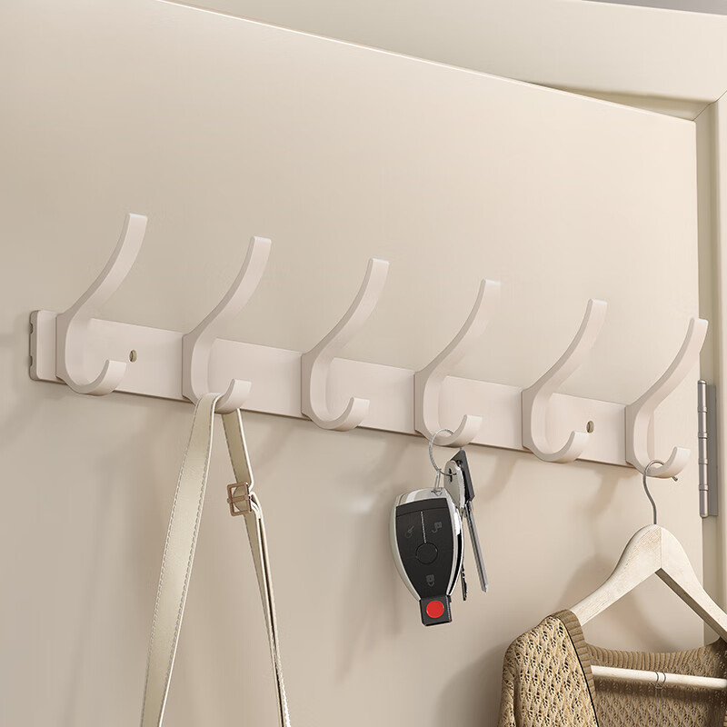 Huxiansen Cream-Colored White Hooks, Strong Adhesive, Bathroom Wall Coat Rack, Door Back Hook without Drilling 2