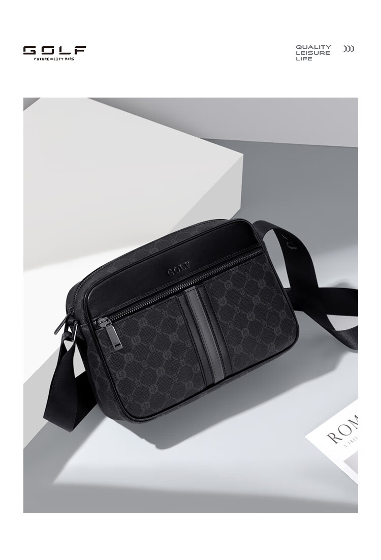 GOLF Men's Printed Single Shoulder Crossbody Bag Multi-Compartment Waterproof Business Commuter Bag for Phone and iPad 17