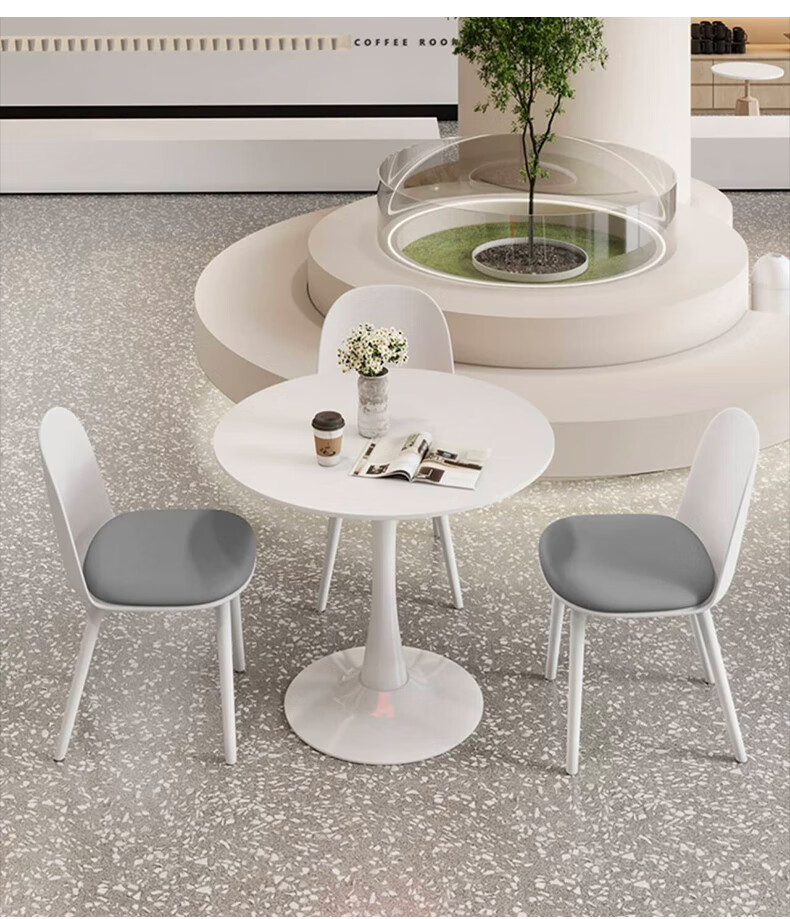Fanshe Dining Table Negotiation Table Balcony Small Round Table Tulip Simple Office Apartment Hotel Reception Round Table And Chair Set 6