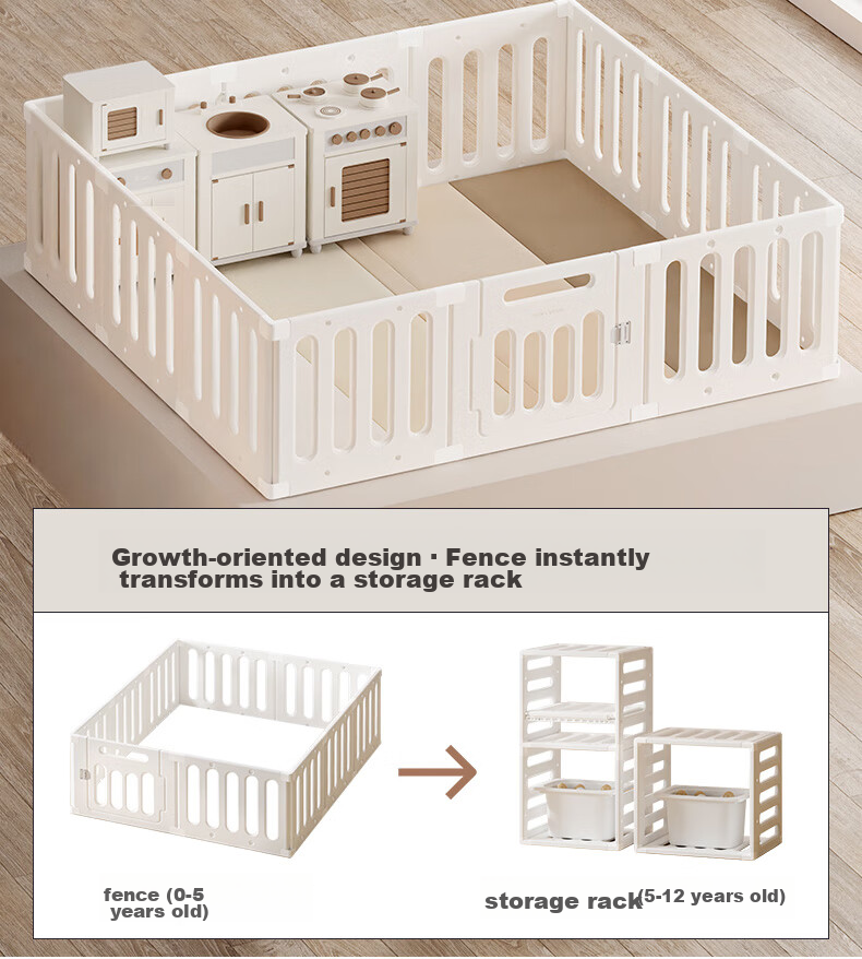 Yuelianggushi LUNASTORY Magic Cube Game Fence, Baby Safety Barrier, Infant Playpen for Living Room Floor, Playground, 200*180cm, Adjustable And Foldable 4