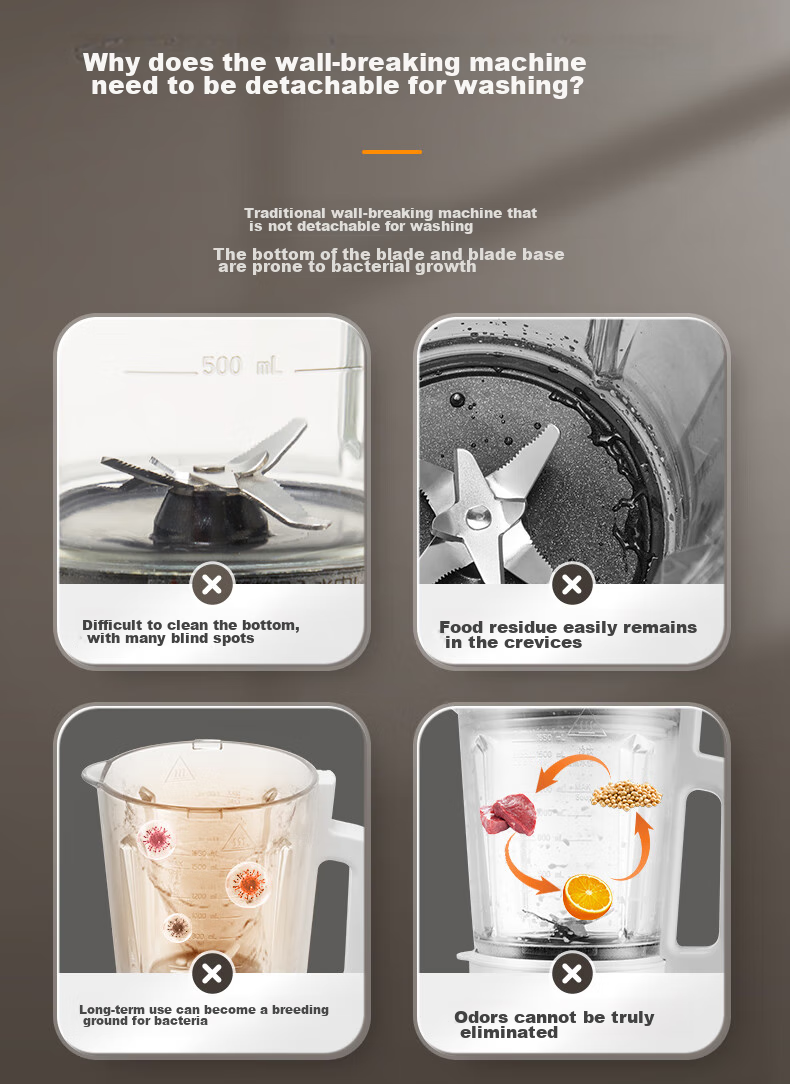 SUPOR [Subsidies] Quiet High-Speed Blender, Large Capacity Home Use with Detachable Blade, 1.5L Fully Automatic No-Clean Multi-Grain Cereal Blender, No-Cooking Wash Ice Crusher Baby Food Maker SP505R 3
