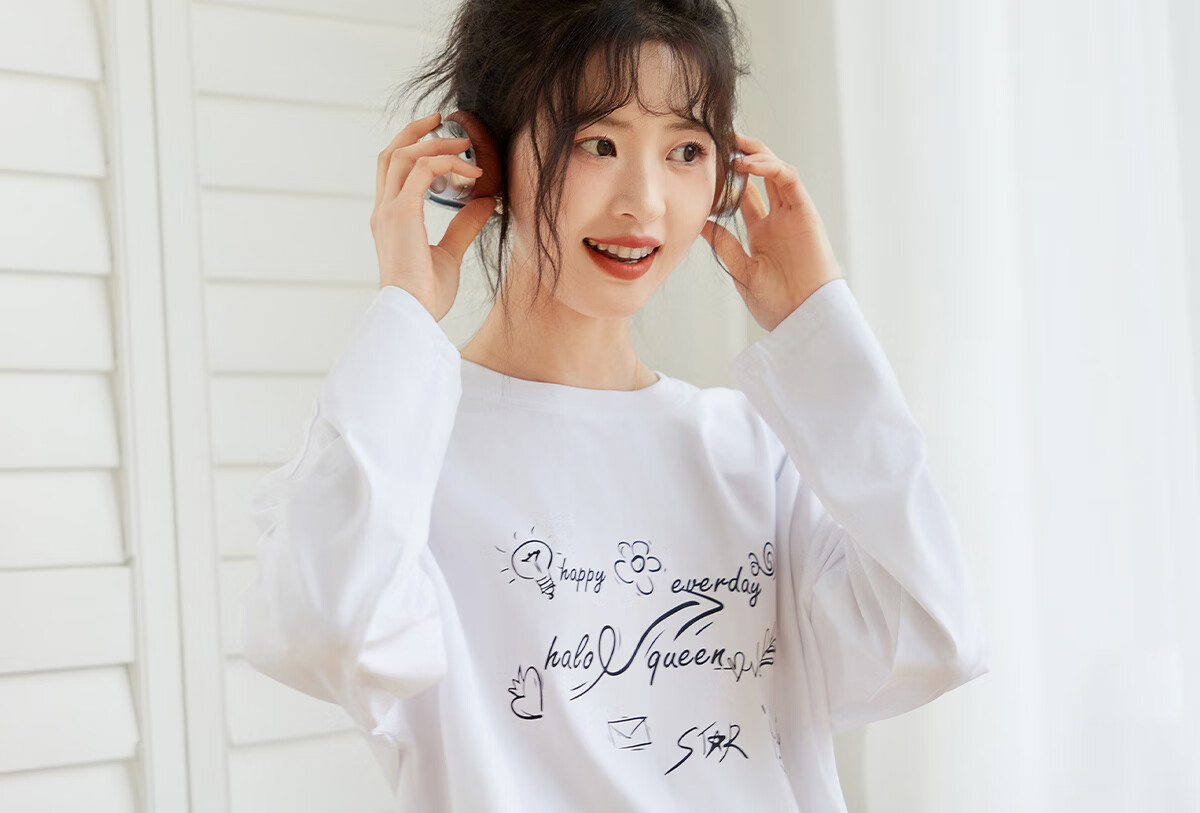 Halo Queen Long-Sleeve T-Shirt for Women, Spring And Autumn Round Neck Letter Print Casual Loose Comfortable Base Shirt Top New Product H143T2011 26