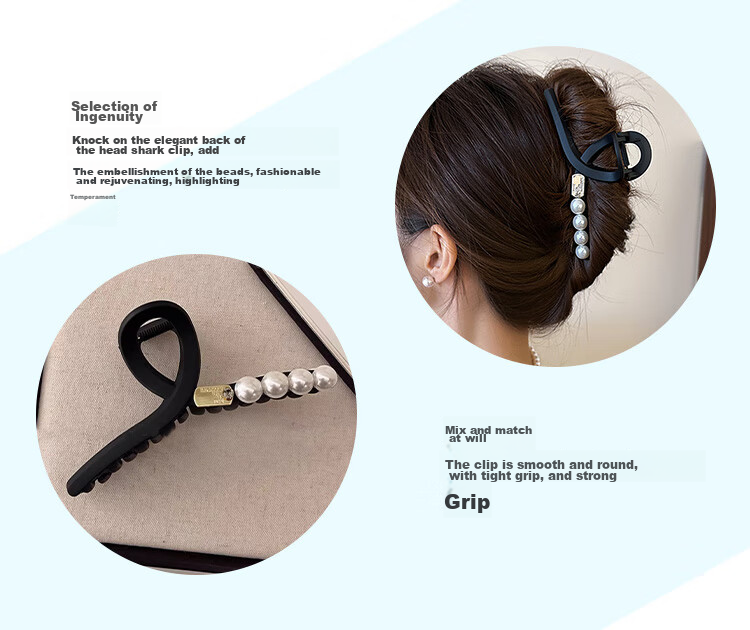 CHIMERA Back of Head Hair Claw Clip, Round Bead Frosted Hair Clip, Bun Shark Clip, Hair Accessory, Hairpin, Birthday Gift for Wome 3