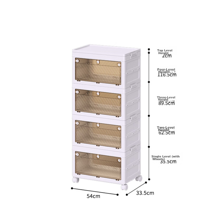 Haoer Foldable Storage Box, No Installation Required, for Home Use, Foldable Cabinet, Wardrobe, Quilt Storage, Toy Organizer, Clothes Storage Cabinet, 54cm, Four Layers