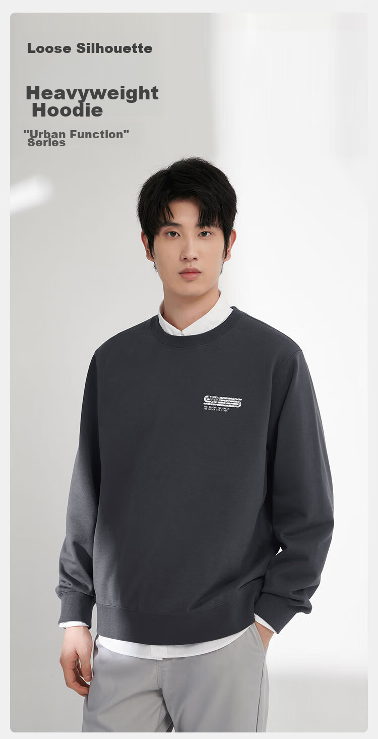 JD Original Sweatshirt for Men, Printed Winter Loose-Fit American-Style Crew Neck Top, Versatile Men's Jacket for New Year And Valentine's Day, Dark Gray, Size L 1