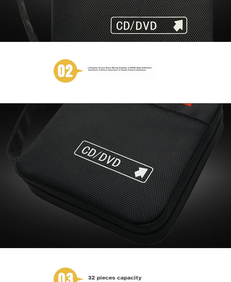 Lenovo Car CD Storage Case, CD/DVD Disc Holder, Oxford Cloth 96 Pieces, Home Storage Case 3