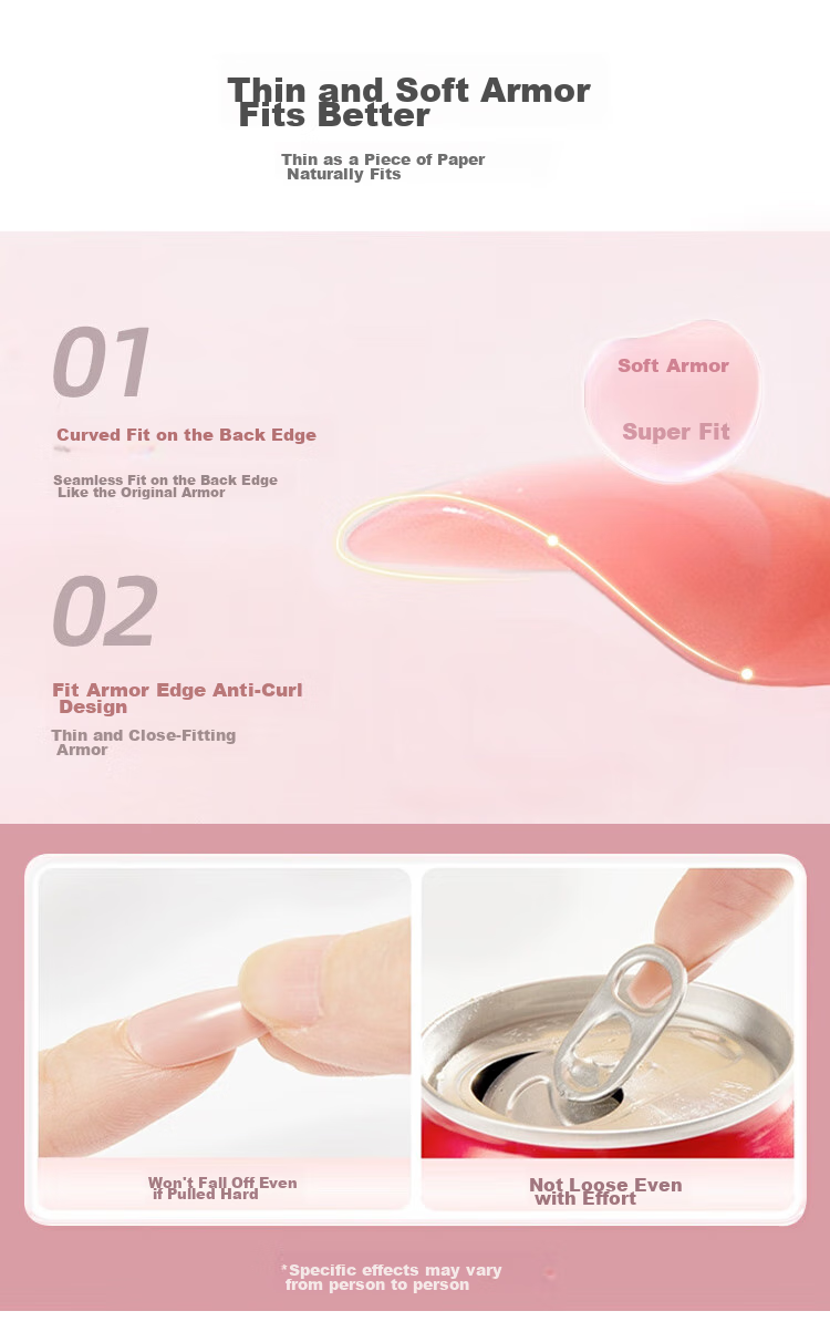 UPLUS Wearable Nail Stickers, 24 Pieces (Pink Transparent Camellia), Jelly Gel Fake Nails, Women's Gift 4