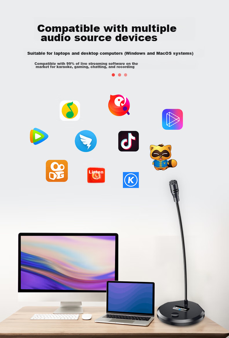 NINTAUS Microphone, Computer Wired Microphone, Desktop Computer, Laptop, Desktop Online Course, Video Conference, E-Sports Gaming, Voice Recording, Live Streaming, External Sound Card Y100B 9
