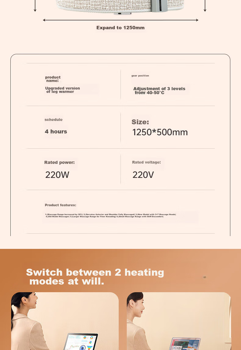Jiashigao Foot Warmer, Heating Device for Legs And Feet, Graphene Heating, Smart Temperature Control, 3C Certified, Under-Desk Electric Heater, Portable, for Office Use in Winter, Leg Heating 7