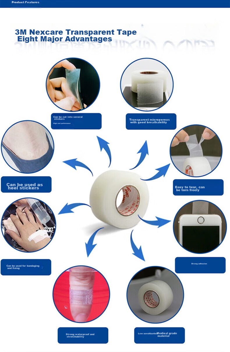 3M Nai Shi Kang Adhesive Tape, Non-Woven Binding Tape, Bandaging Fixation for Pets, Ear Wrapping Tape, Micro-Hole Breathable Type - 0 (1.2cm*9.1m) 7