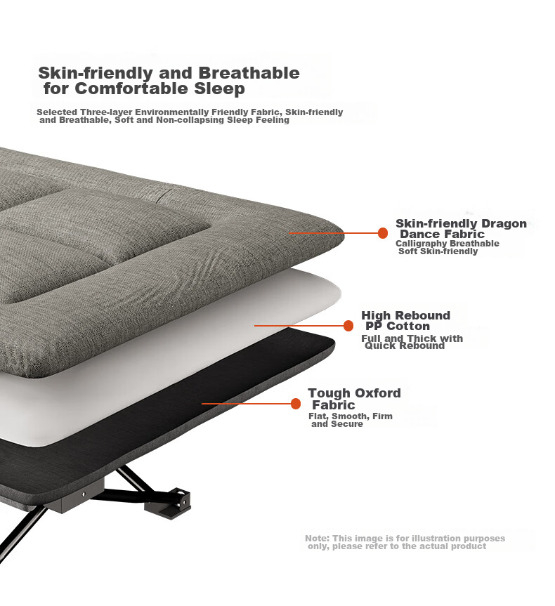 Nanjiren Folding Bed, Single Office Nap Bed, Military Cot with Integrated Mattress, Ten-Foot Bed 10