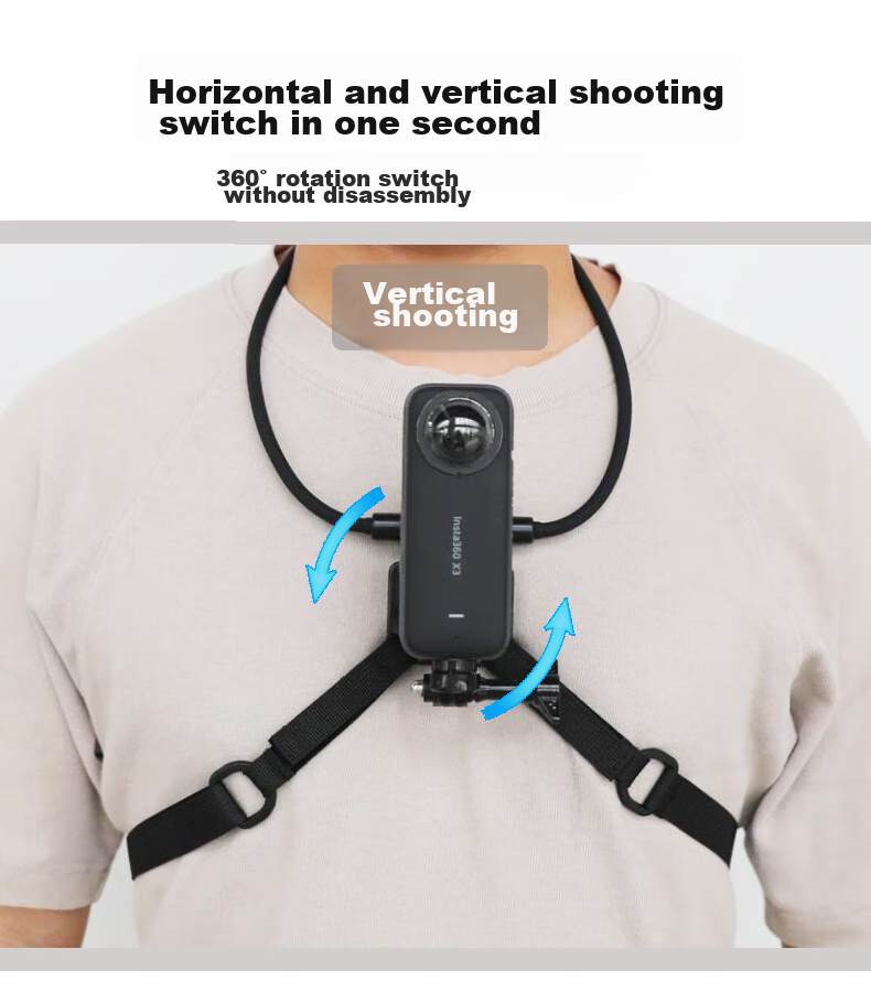 Qiye Neck Strap Mount Compatible with Insta360 X5 Panoramic Action Camera, Insta X4 Cycling Motorcycle X3 Base X5 Accessories, Neck Fishing Lure Bicycle X2 3