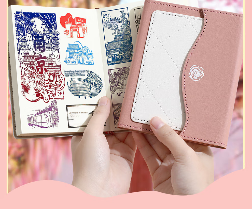Faramon Travel Stamp Collection Notebook A5 Handbag Stamp Book Museum Collection Album Travel Record Blank Notebook Check-In Journal Scenic Spot Visit Book White 1