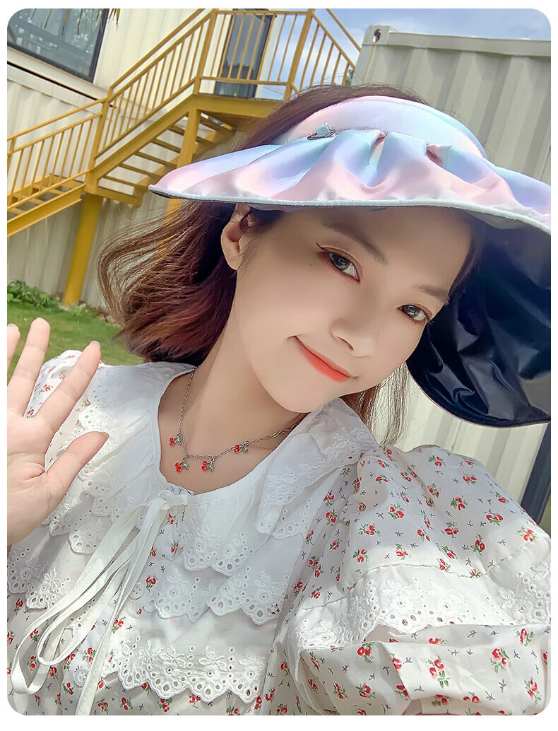GLO-STORY Vinyl Visor Sun Hat for Women, Wide Brim Sun Protection Hat, Foldable Sunhat Headband, Gradient Purple 11
