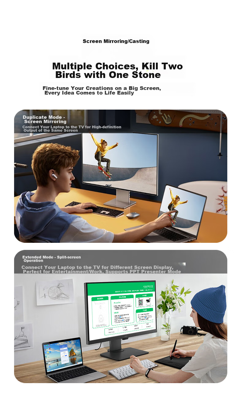 BIAZE HDMI Wireless Screen Mirroring Device, USB/Type-C Transmitter, Conference Screen Sharing Tool, Compatible with Smartphones, Laptops, for Connecting to TVs, Monitors, Projectors, Point-To Distance of 50 Meters 25