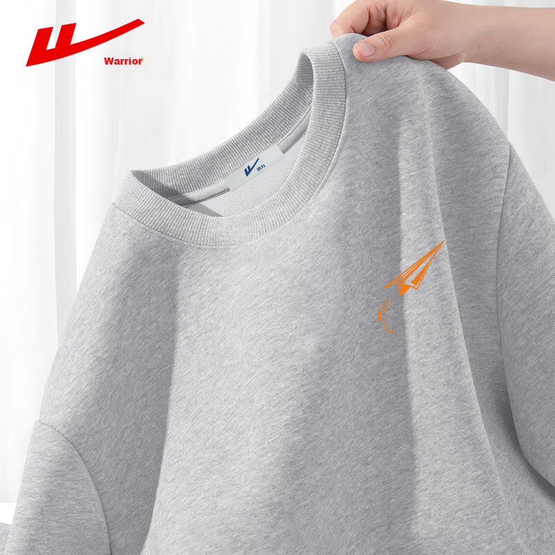 Huili Men's Sweatshirt, 320g Heavy Cotton, Autumn Long-Sleeve T-Shirt, Men's Inner Layer, Round Neck Undershirt, Men's Top Outerwear, Light Gray, 2XL