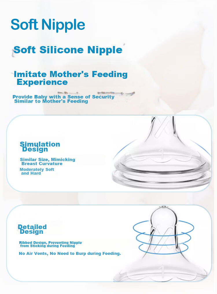 Bulangboshi PP Baby Bottle, Newborn Anti-Colic Bottle, 0-6 Months Growth Bottle, Wide Neck Bottle, 7-Piece Gift Box Set 12