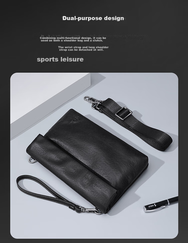 GOLF Shoulder Bag for Men, Top-Grain Leather Crossbody Bag with Multiple Card Slots, Handbag with Dual Use for Phone And IPad, Business Bag for Me 9
