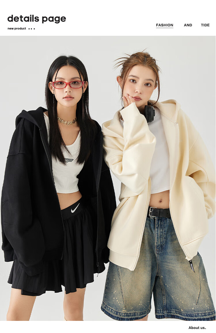 GOLFCROSS Couple's Sweatshirt, Spring And Autumn Letter Embroidery, Loose Hooded Cardigan Jacket, Gray, S 1