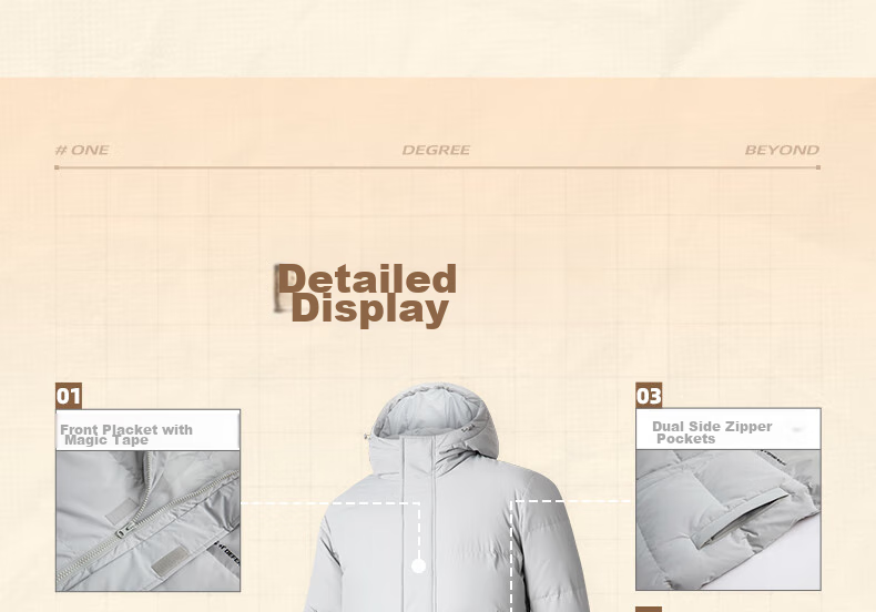 361° Long Down Jacket Unisex Winter New Three-Proof Warm Hooded Sports Casual Coat 632544301-2 17