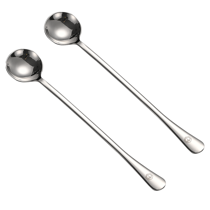 JD Original Spoon, Soup And Rice Spoon, 304 Stainless Steel Food-Grade Tableware Mixing Spoon [Extended Handle], Set of 2