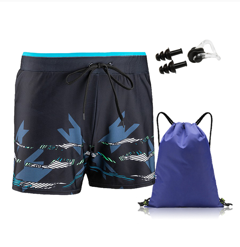 Yuke Men's Swim Trunks Anti-Embarrassment Loose Fit Boxer Shorts Swimming Pants Hot Spring Swimwear Beachwear with Nose Clip and Earplug Storage Bag Black L (110-130 Jin) 10
