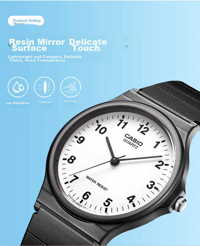 Casio Black Watch for Men And Women, Unisex Student Watch, Suitable for Civil Service Exams And College Entrance Exams, Quartz Watch MQ-24UC 5