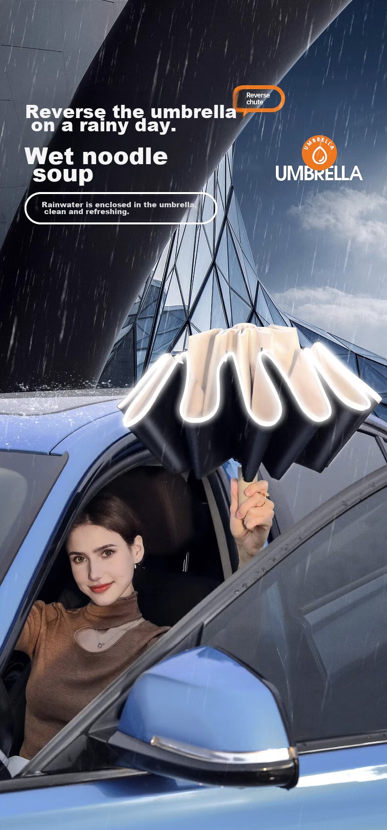 Bahainiao Umbrella, Reverse Automatic Sun And Rain Dual-Use Parasol, Car-Mounted Sunshade, Reinforced 20-Rib Windproof Folding Umbrella for Men And Wome 6