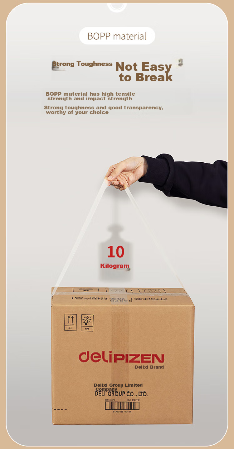 Deli High-Quality Transparent Packing Tape Wide Adhesive Tape, 60mm*100y*45μm (91.4m/roll), 6 Rolls, Office Supplies, 30333 5