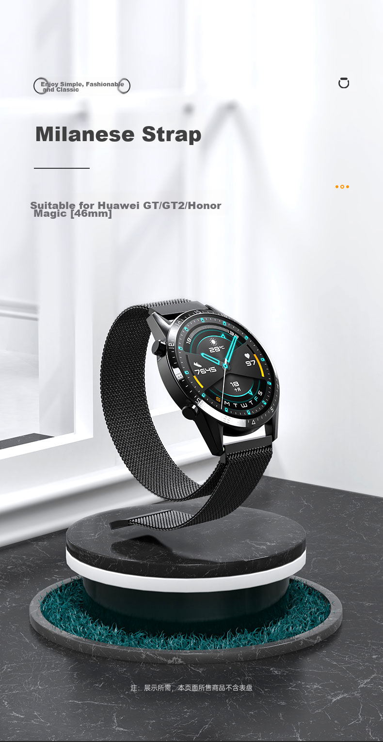 CangHua Compatible with Huawei Watch Straps GT7/GT7Pro/GT6/GT6/GT5/GT4/GT3/watch6/5/4Pro/3 Milanese Metal Magnetic Men's Watch Band, Silver 2