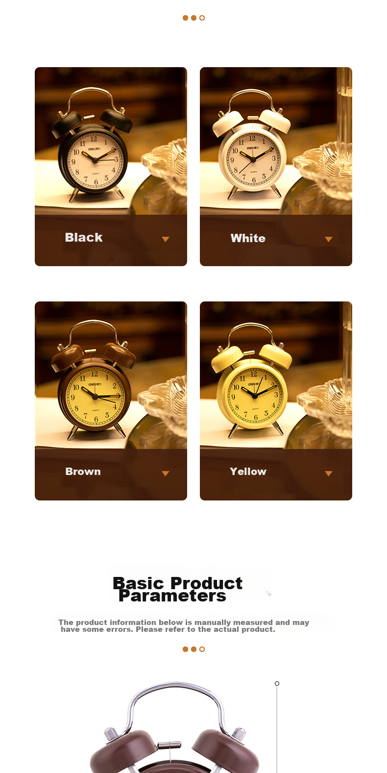Deli Metal Vintage Pin Alarm Clock, Low Noise Timekeeping Luminous Alarm Clock, Random Color, 9025 Back-To Season New Year Gift 2
